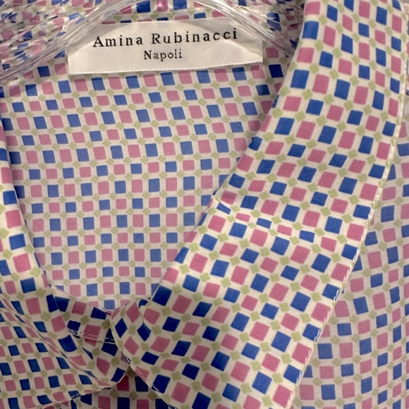 Amina Rubinacci Silk Long Sleeve Collared Button Down, Size 52 (US 14/16) - Picture 4 of 5